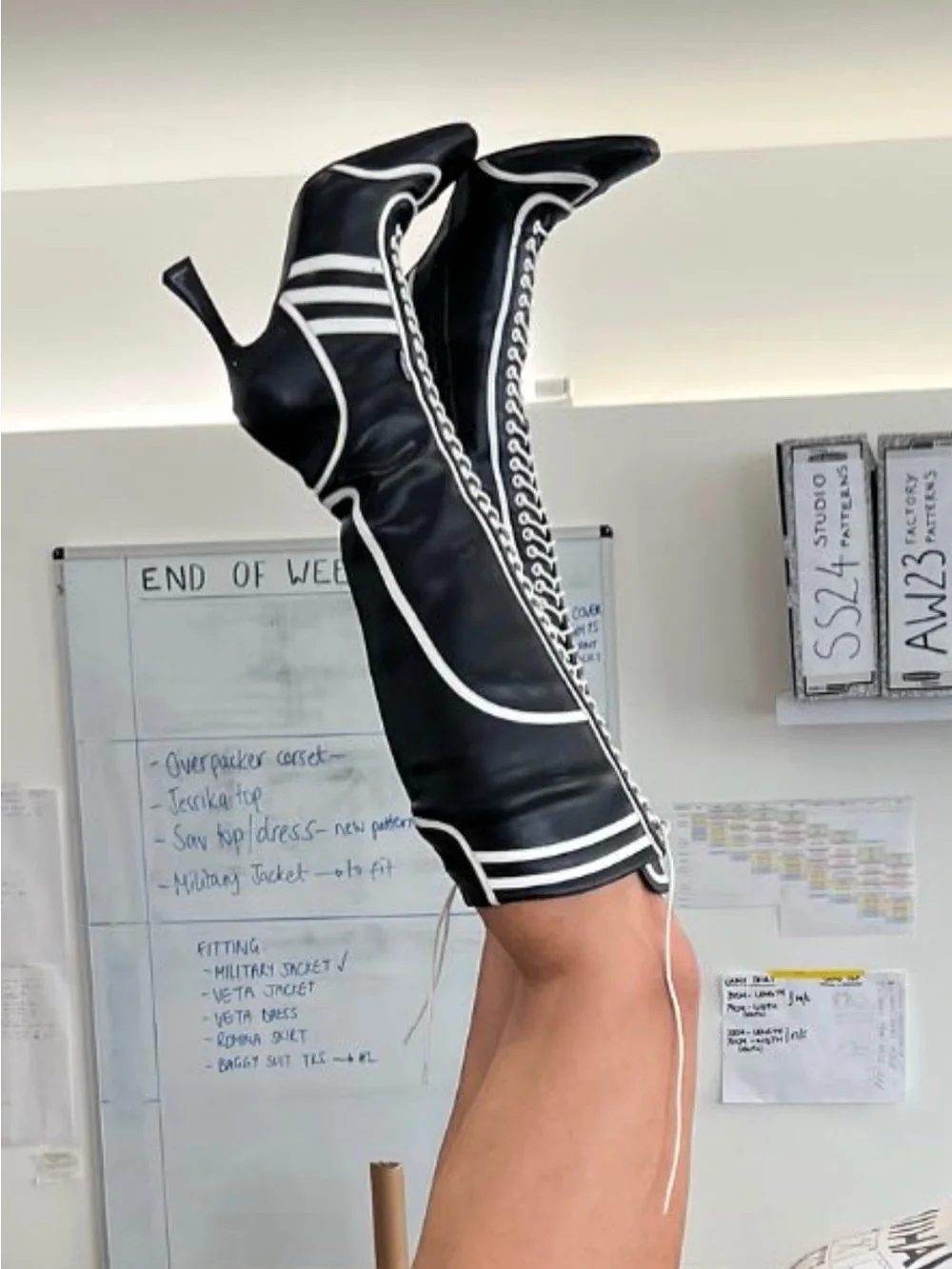 Lace-Up High Heel boxer boots